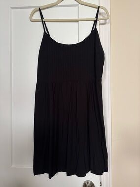 Old Navy Black summer Dress Sz L short lightweight flowy skirt adjustable strap